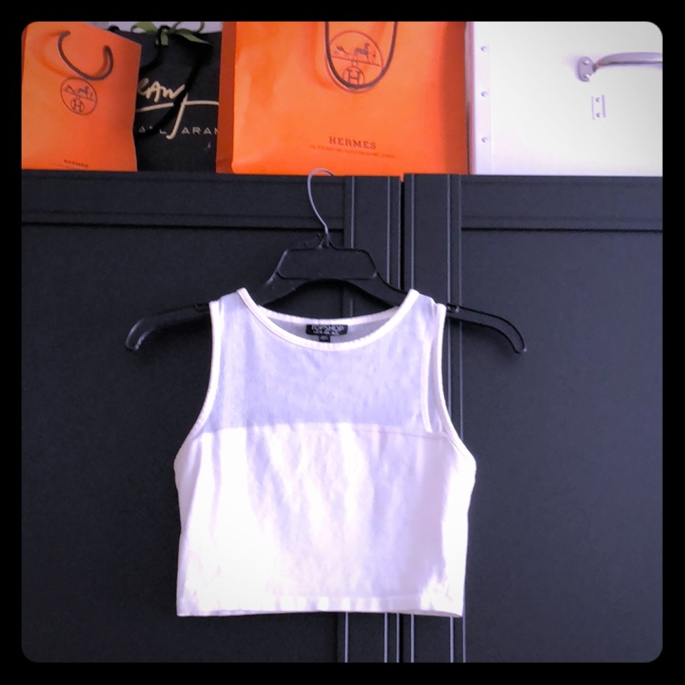 White mesh Topshop crop top